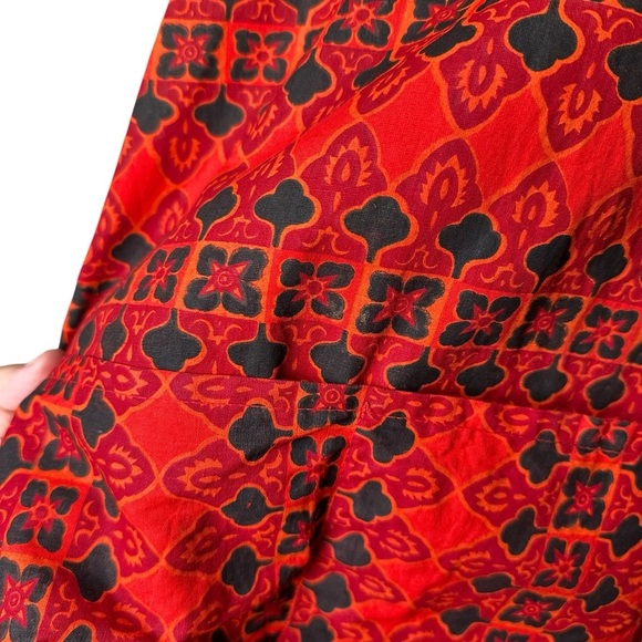 Vintage RAMA Thailand Size Large Thai Cotton Tie Back Half Sleeve Blouse Print - Picture 12 of 16